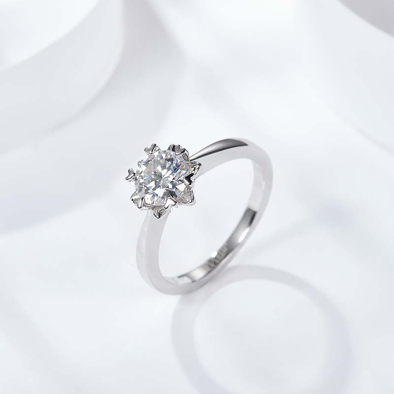 Sotiya Snowflake Round Cut Moissanite Engagement Ring Sterling Silver-Sotiya