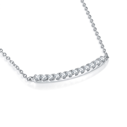 Sotiya Tiny Pave Round Cut Moissanite Curve Bar Necklace Sterling Silver-Sotiya