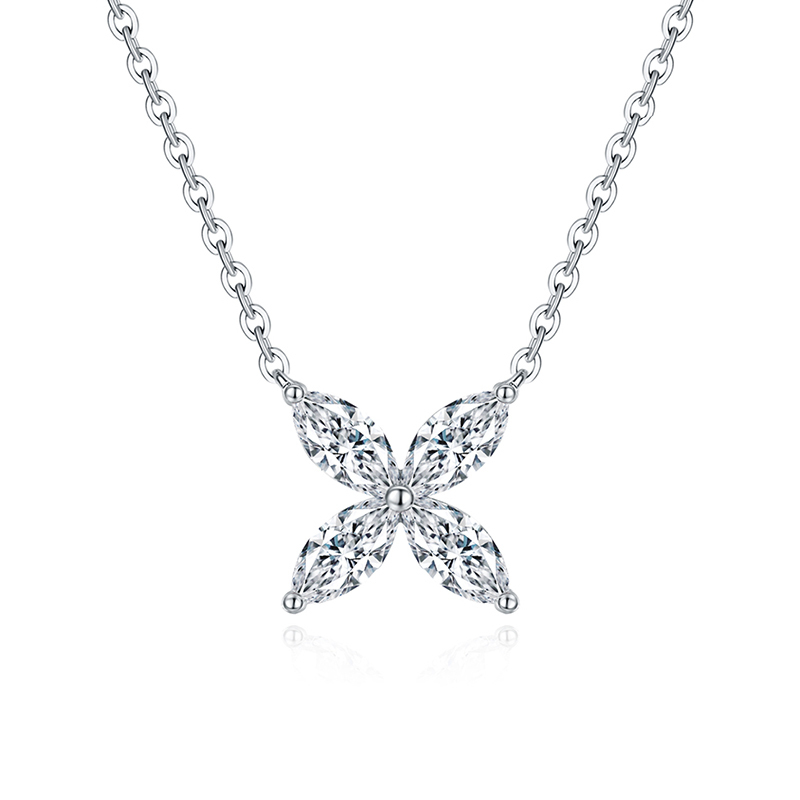 Sotiya Four Stone Marquise Cut Moissanite Necklace Sterling Silver-Sotiya