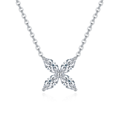 Sotiya Four Stone Marquise Cut Moissanite Necklace Sterling Silver-Sotiya