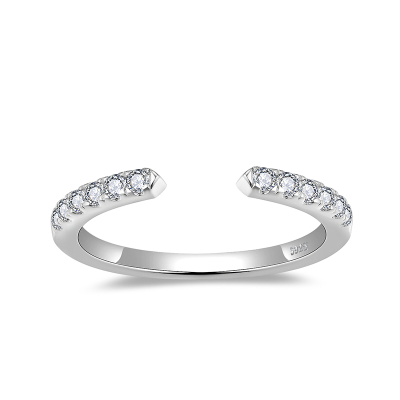 Sotiya Modern Open Round Cut Moissanite Women's Wedding Ring Sterling Silver-Sotiya