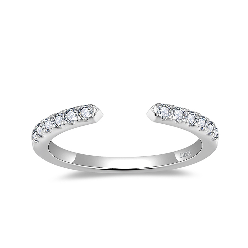 Sotiya Modern Open Round Cut Moissanite Women's Wedding Ring Sterling Silver-Sotiya