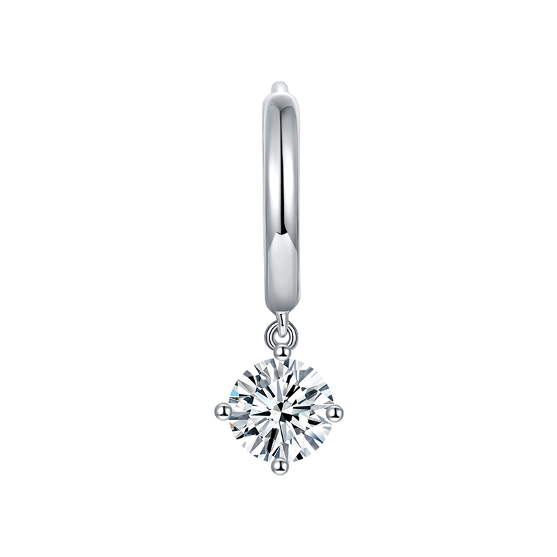 Sotiya Solitaire Round Cut Moissanite Drop Earrings Sterling Silver-Sotiya