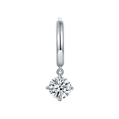 Sotiya Solitaire Round Cut Moissanite Drop Earrings Sterling Silver-Sotiya