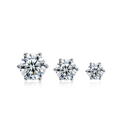 Sotiya Classic 6 Prong Solitaire Round Cut Moissanite Stud Earrings Sterling Silver-Sotiya