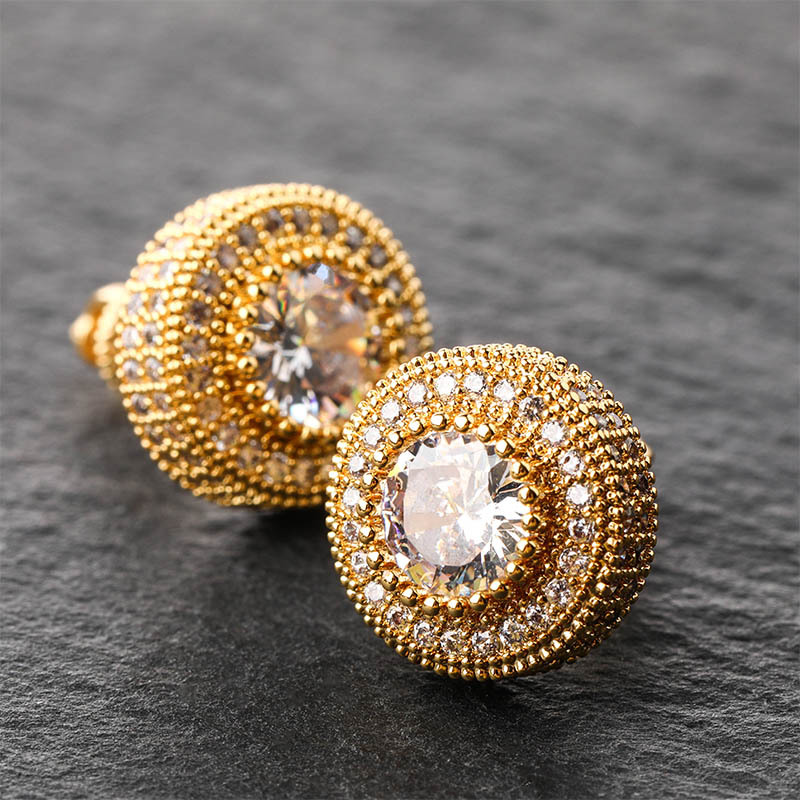 Sotiya Halo Round Cut Men's Stud Earrings-Sotiya