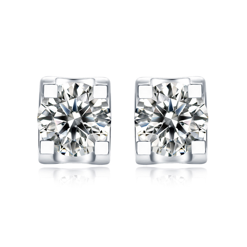 Sotiya Solitaire Round Cut Moissanite Stud Earrings Sterling Silver-Sotiya