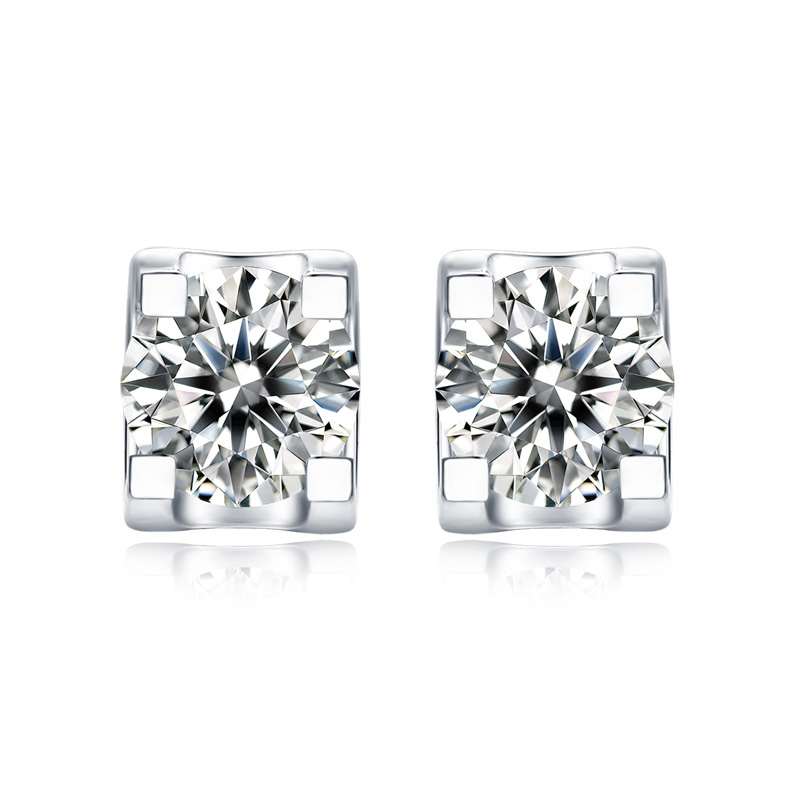 Sotiya Solitaire Round Cut Moissanite Stud Earrings Sterling Silver-Sotiya