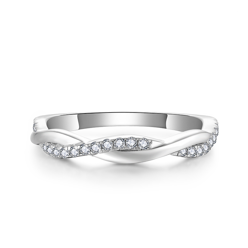 Sotiya Twist Round Cut Moissanite Women's Wedding Ring Sterling Silver-Sotiya