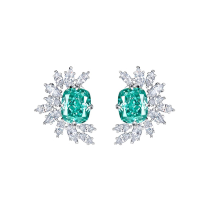 Sotiya Radiant Cut Cluster Stud Earrings High-carbon Zircon Sterling Silver-Sotiya