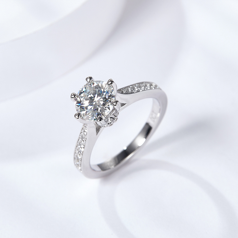 Sotiya Cathedral Round Cut Moissanite Engagement Ring Sterling Silver-Sotiya