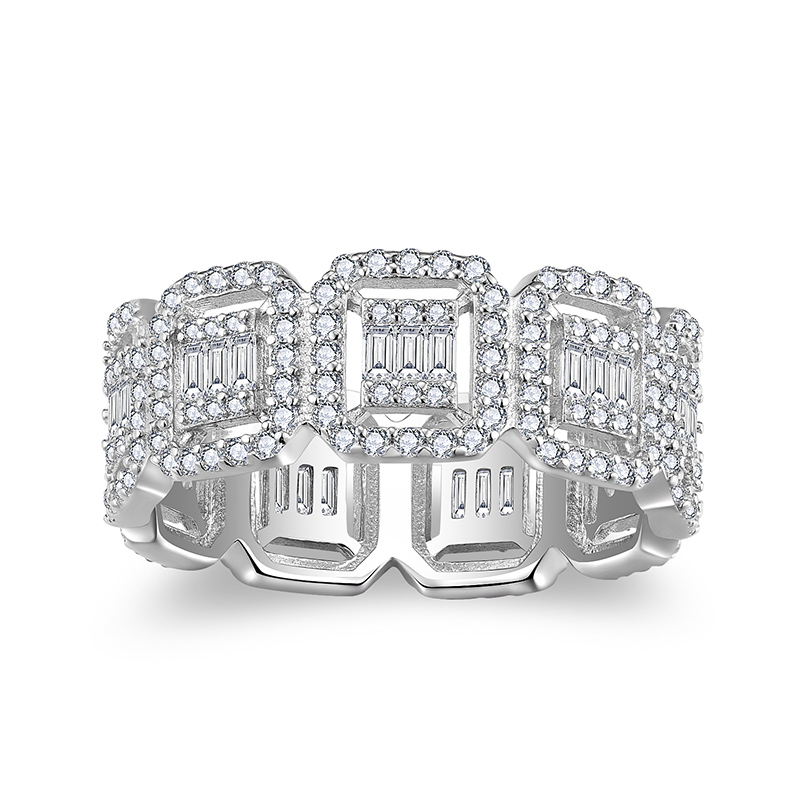 Sotiya Square Moissanite Eternity Ring Sterling Silver-Sotiya