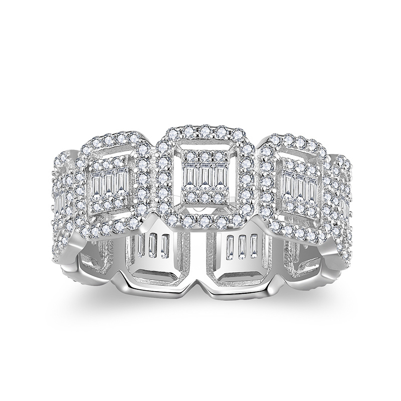 Sotiya Square Moissanite Eternity Ring Sterling Silver-Sotiya