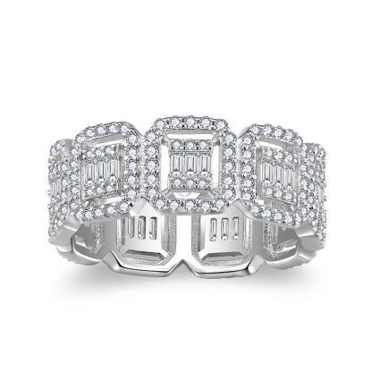 Sotiya Square Moissanite Eternity Ring Sterling Silver-Sotiya