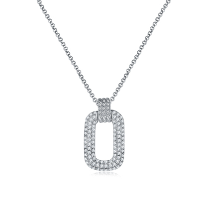 Sotiya Rectangle Round Cut Moissanite Doorknocker Necklace Sterling Silver-Sotiya