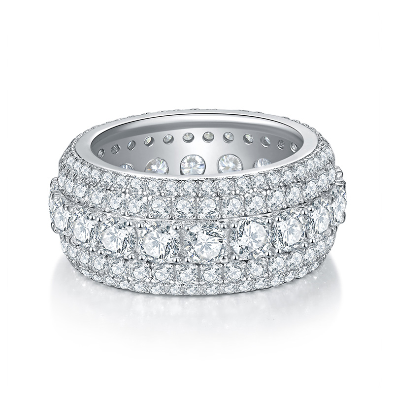 Sotiya Wide Round Cut Moissanite Eternity Ring Sterling Silver-Sotiya