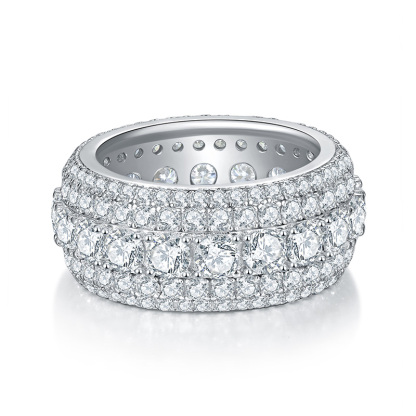 Sotiya Wide Round Cut Moissanite Eternity Ring Sterling Silver-Sotiya
