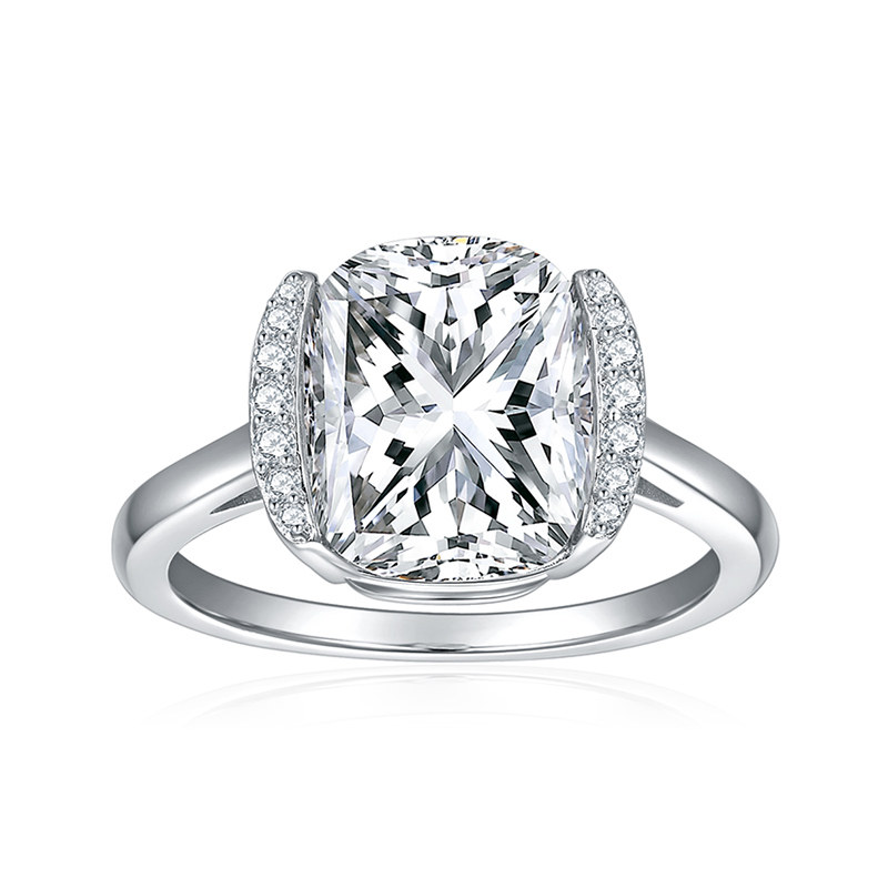 Sotiya Tension Set Radiant Cut Moissanite Engagement Ring Sterling Silver-Sotiya