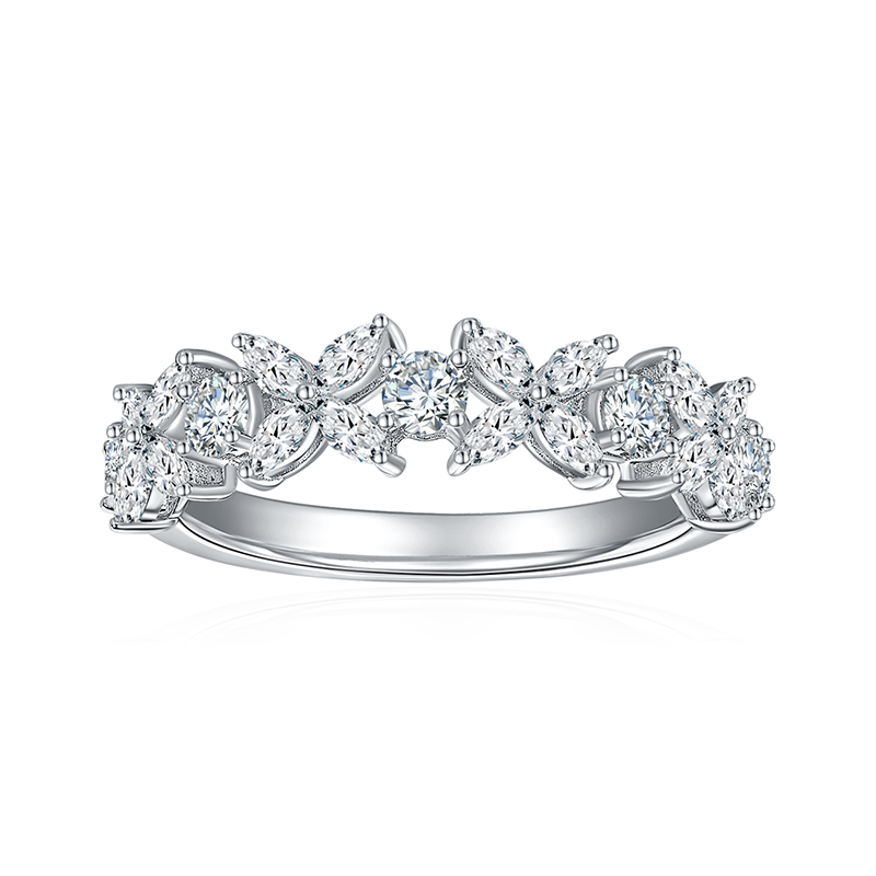 Sotiya Butterfly Design Marquise Cut Moissanite Anniversary Ring Sterling Silver-Sotiya