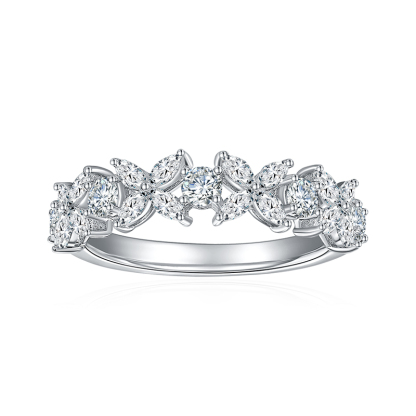 Sotiya Butterfly Design Marquise Cut Moissanite Anniversary Ring Sterling Silver-Sotiya