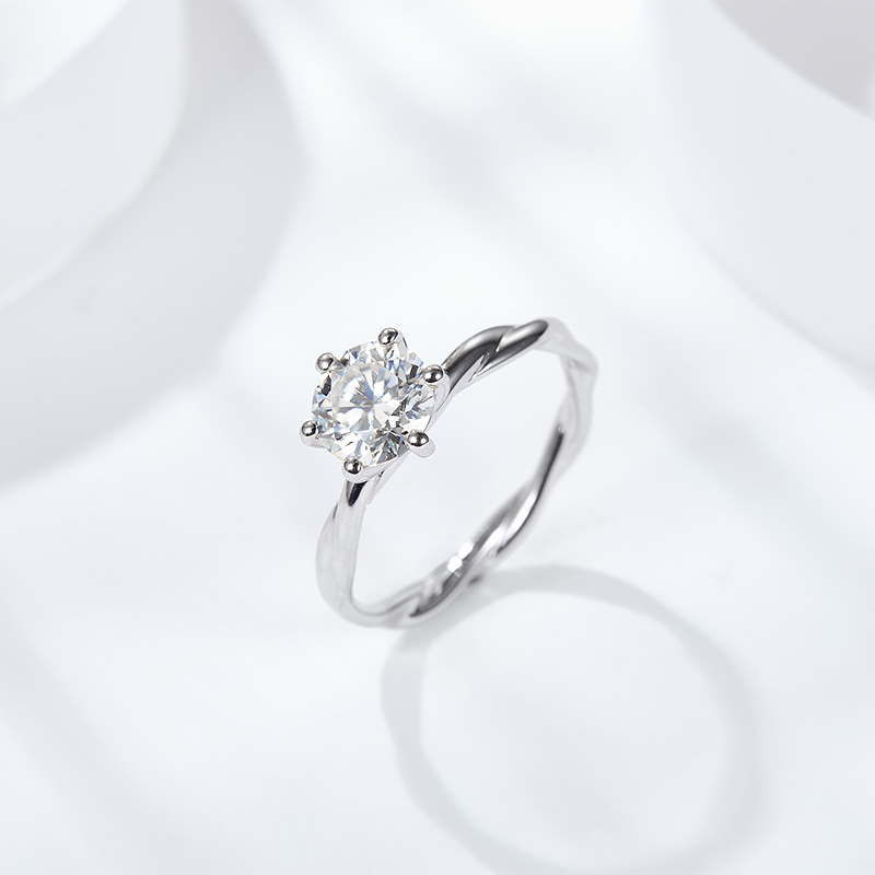 Sotiya Solitaire Twist Round Cut Moissanite Engagement Ring Sterling Silver-Sotiya