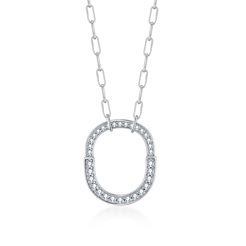 Sotiya Lock Design Moissanite Necklace Sterling Silver-Sotiya