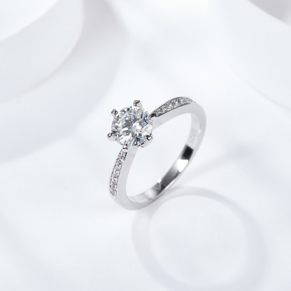 Sotiya 6 Prong Round Cut Moissanite Engagement Ring Sterling Silver-Sotiya