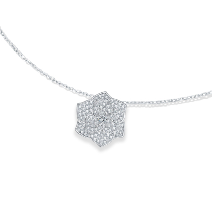 Sotiya Round Cut Flower Moissanite Necklace Sterling Silver-Sotiya