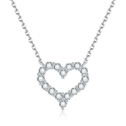 Sotiya Hollow Heart Design Moissanite Necklace Sterling Silver-Sotiya