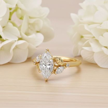 Sotiya Marquise Cut Leaves Nature Inspired Engagement Ring Sterling Silver