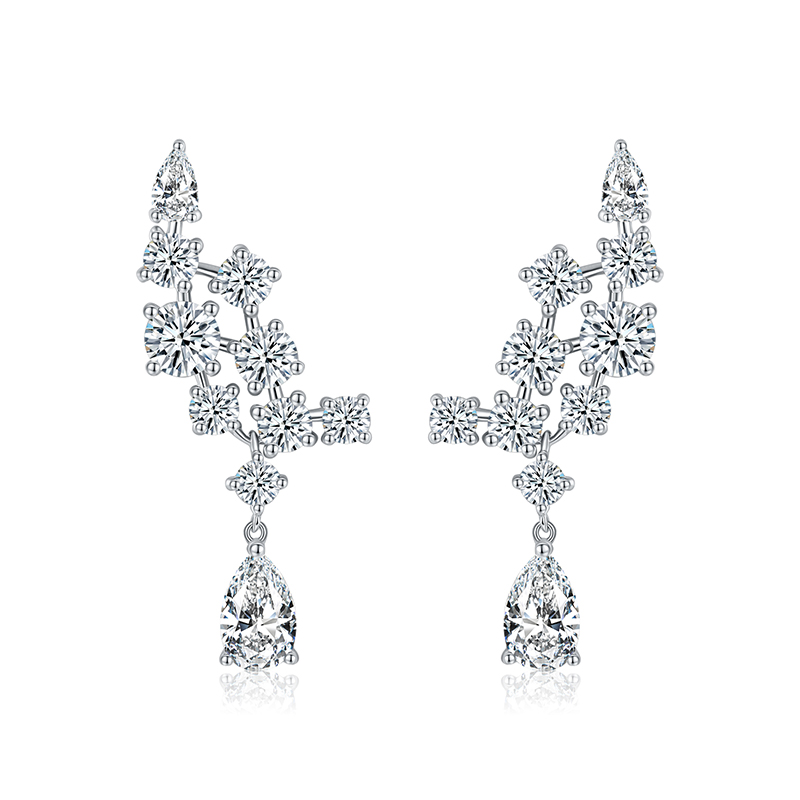 Sotiya Vintage Pear Cut Moissanite Drop Earrings Sterling Silver-Sotiya