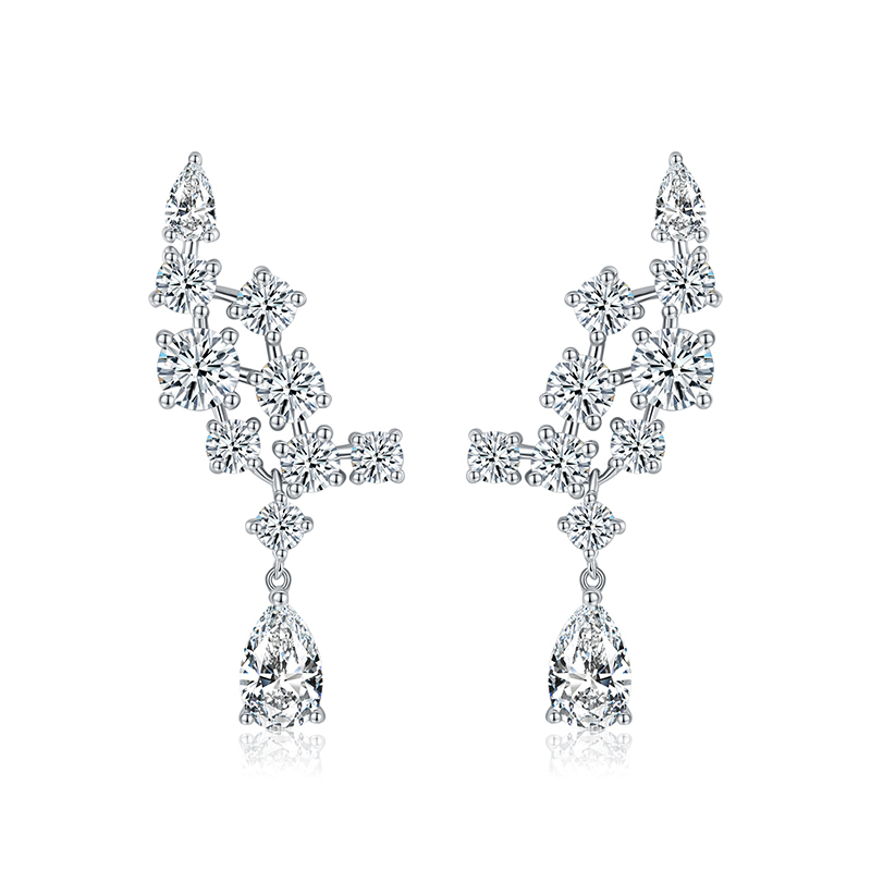 Sotiya Vintage Pear Cut Moissanite Drop Earrings Sterling Silver-Sotiya