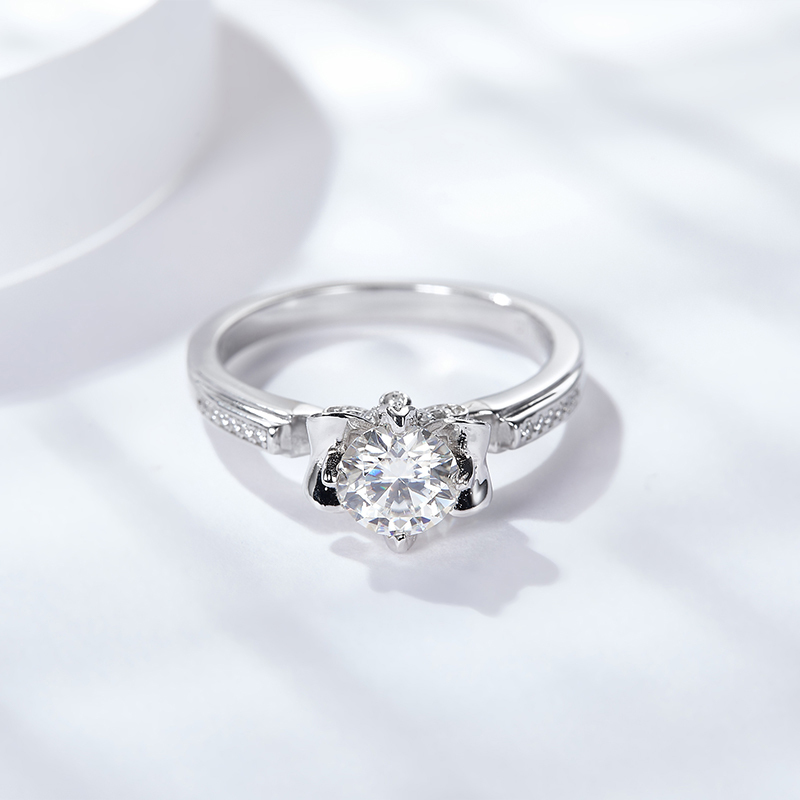 Sotiya Iris Round Cut Moissanite Engagement Ring Sterling Silver-Sotiya