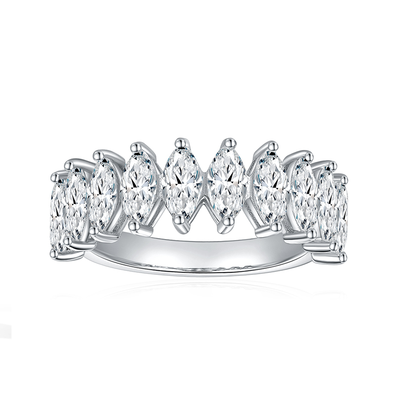 Sotiya Marquise Cut Moissanite Anniversary Ring Sterling Silver-Sotiya