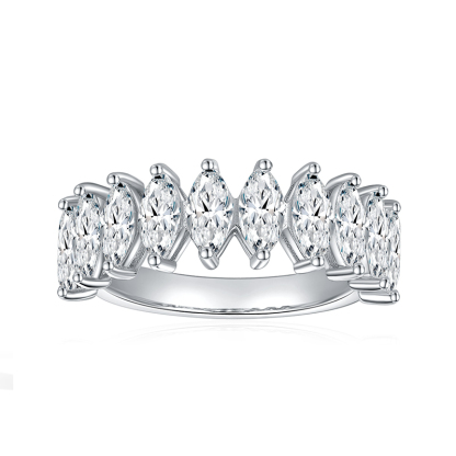 Sotiya Marquise Cut Moissanite Anniversary Ring Sterling Silver-Sotiya