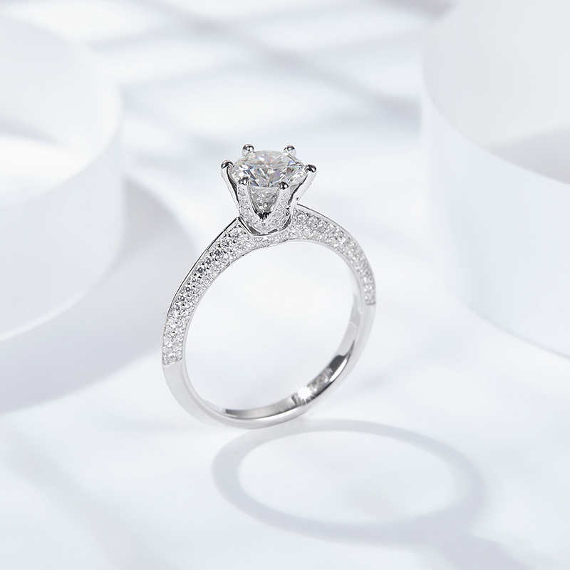 Sotiya Crown Design Round Cut Moissanite Engagement Ring Sterling Silver-Sotiya