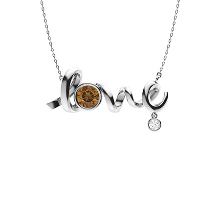 Sotiya Love Letter Round Cut Coffee Necklace Sterling Silver-Sotiya