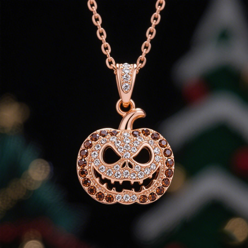 Sotiya Pumpkin Skull Inspired Coffee Necklace Sterling Silver