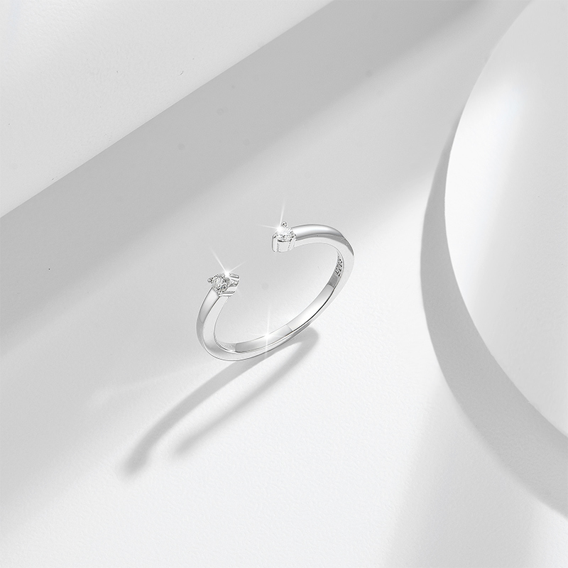 Sotiya Twin Star Round Cut Moissanite Women's Wedding Ring Sterling Silver-Sotiya