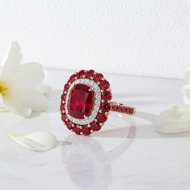 Sotiya Cathedral Double Halo Cushion Cut Engagement Ring Sterling Silver-Sotiya