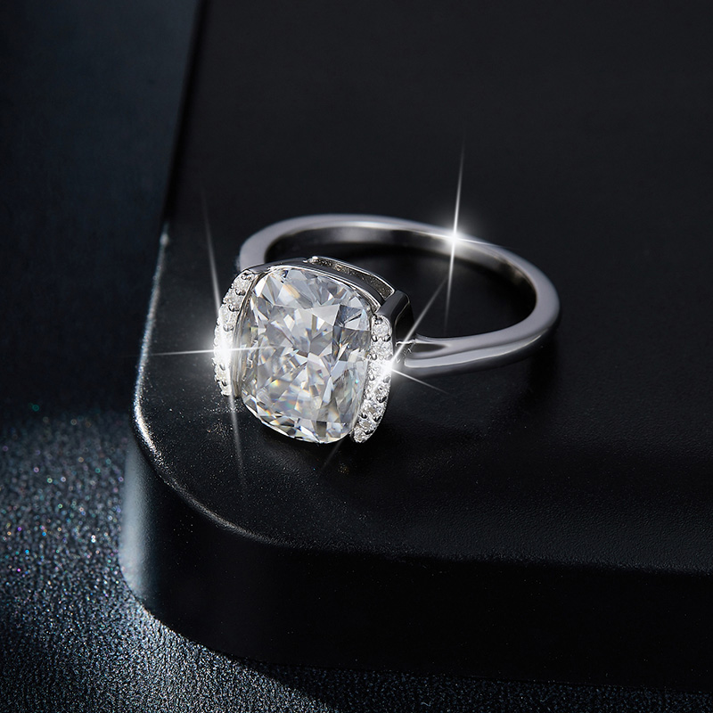 Sotiya Tension Set Radiant Cut Moissanite Engagement Ring Sterling Silver-Sotiya