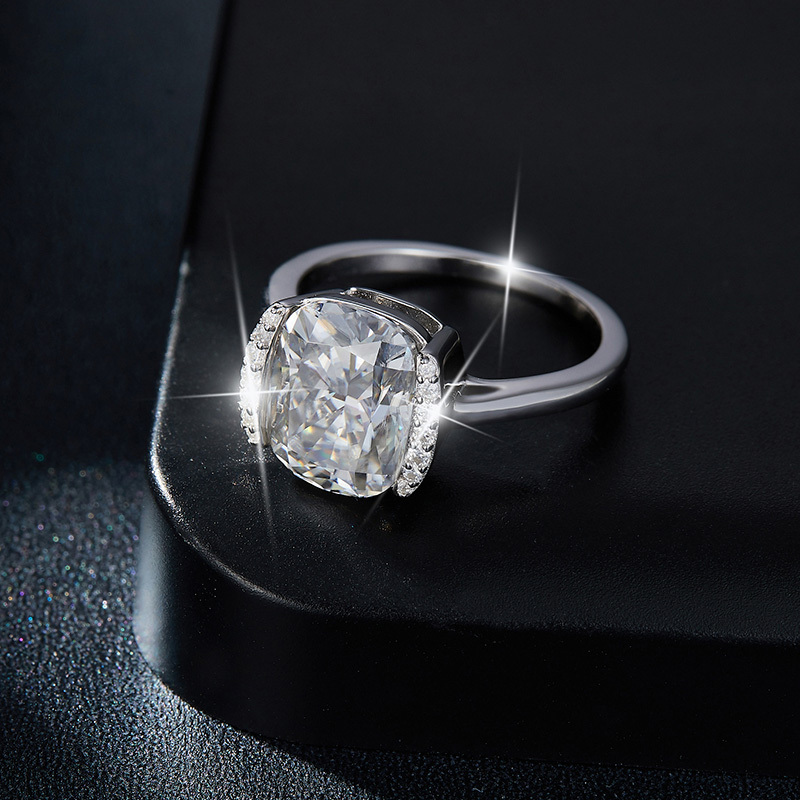 Sotiya Tension Set Radiant Cut Moissanite Engagement Ring Sterling Silver-Sotiya