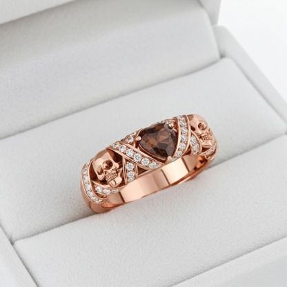 Sotiya Gothic Skull Heart Cut Coffee Women's Wedding Ring Sterling Silver-Sotiya