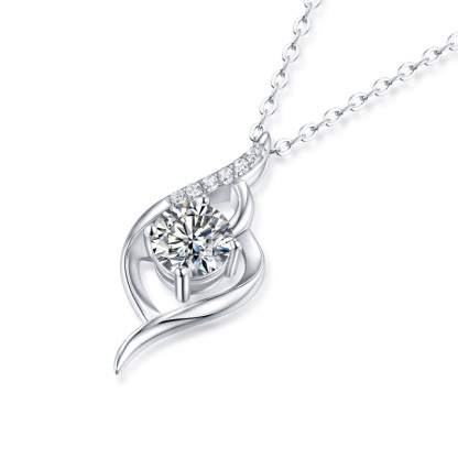 Sotiya Twist Round Cut Moissanite Necklace Sterling Silver-Sotiya