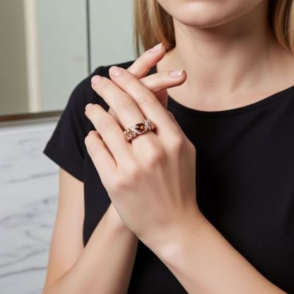 Sotiya Gothic Skull Heart Cut Coffee Women's Wedding Ring Sterling Silver-Sotiya