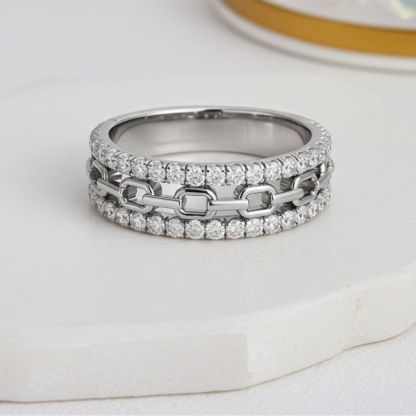 Sotiya Chain Link Unisex Wedding Ring Sterling Silver-Sotiya