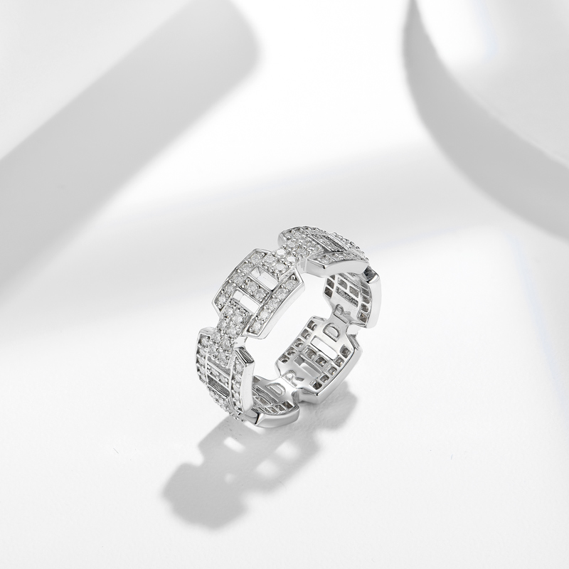 Sotiya Pave Chain Moissanite Women's Wedding Ring Sterling Silver-Sotiya