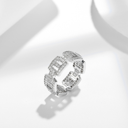 Sotiya Pave Chain Moissanite Women's Wedding Ring Sterling Silver-Sotiya