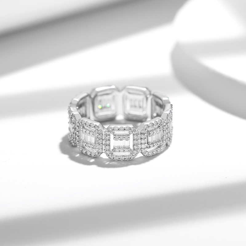 Sotiya Square Moissanite Eternity Ring Sterling Silver-Sotiya