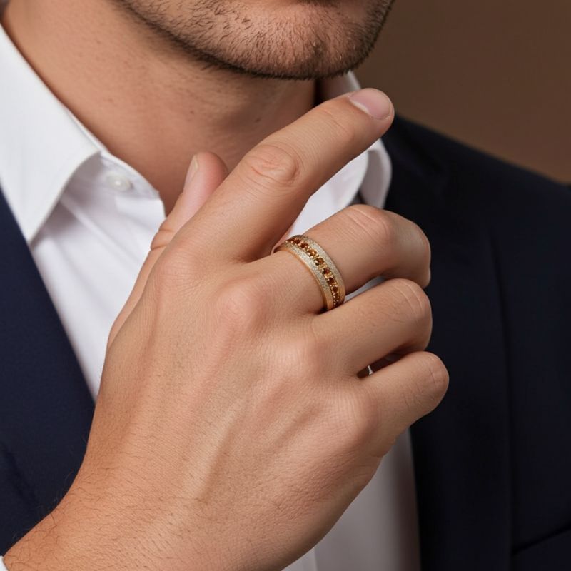 Sotiya Sandblasted Coffee Unisex Wedding Ring Eternity Band Sterling Silver-Sotiya